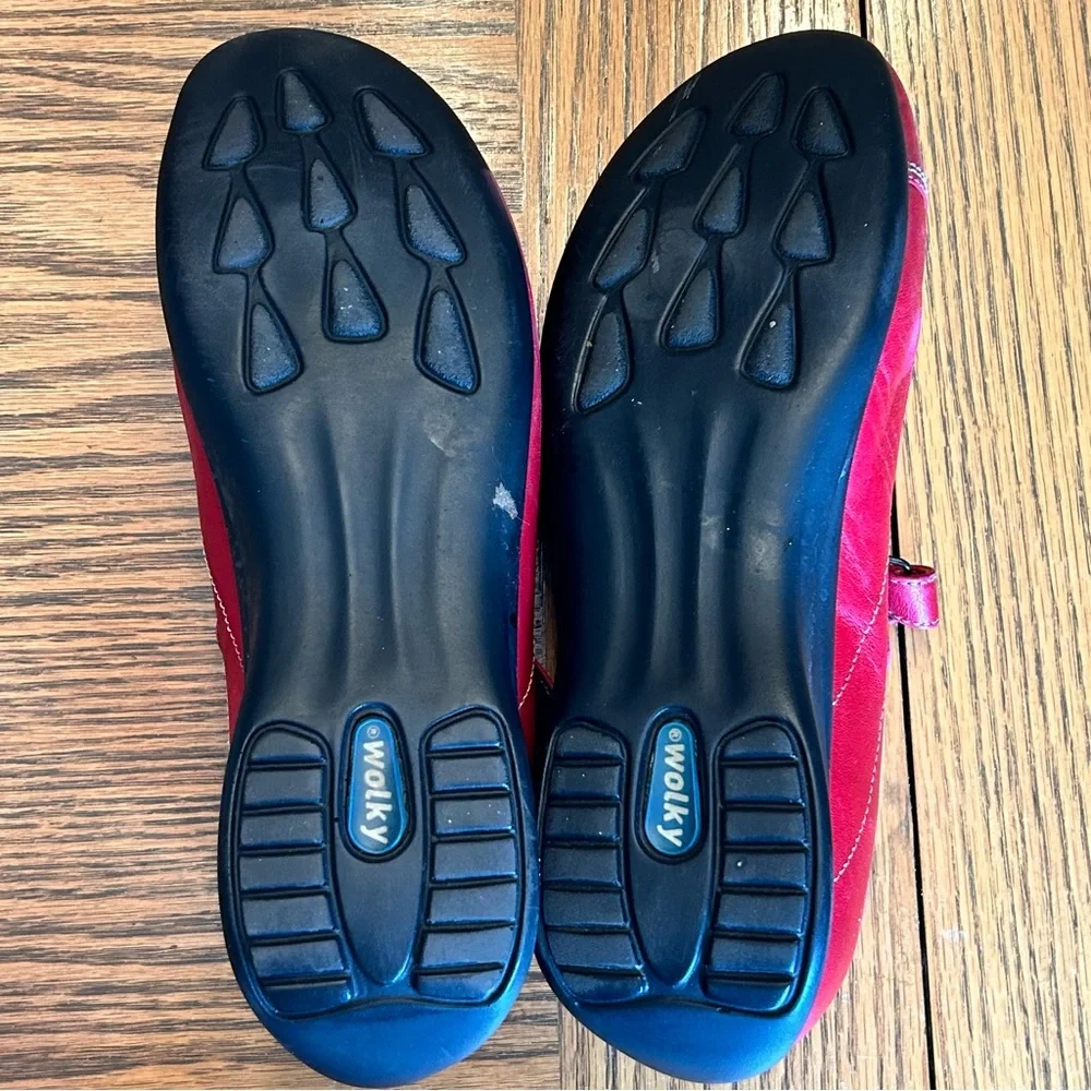 Wolky Women’s Red Leather Mary Jane Flats Adjustable Strap Size EU 41 - Picture 11 of 13